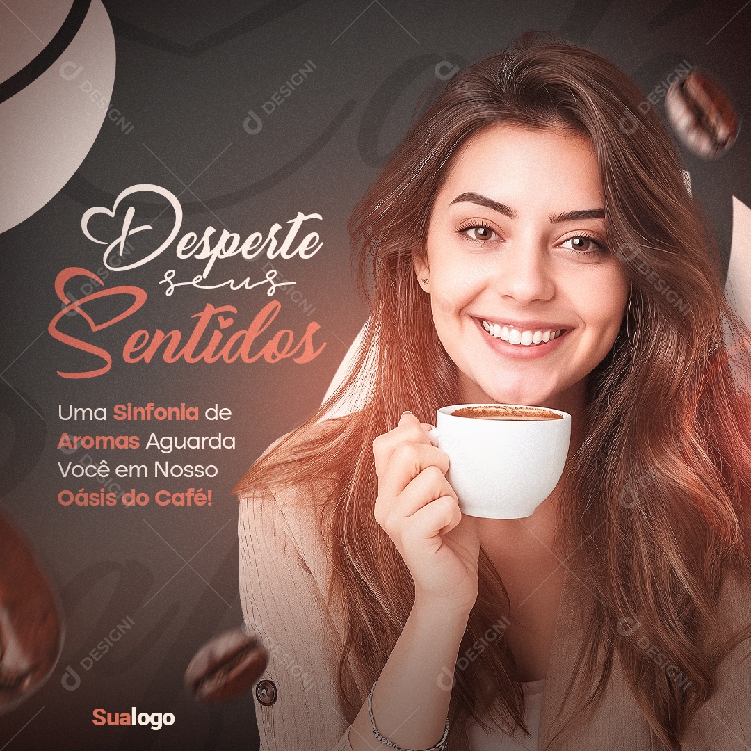 Cafeteria Desperte seus Sentidos Social Media PSD Editável