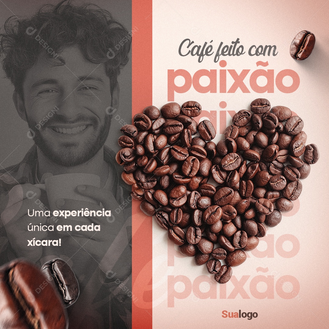 Cafeteria Café feito com paixão Social Media PSD Editável