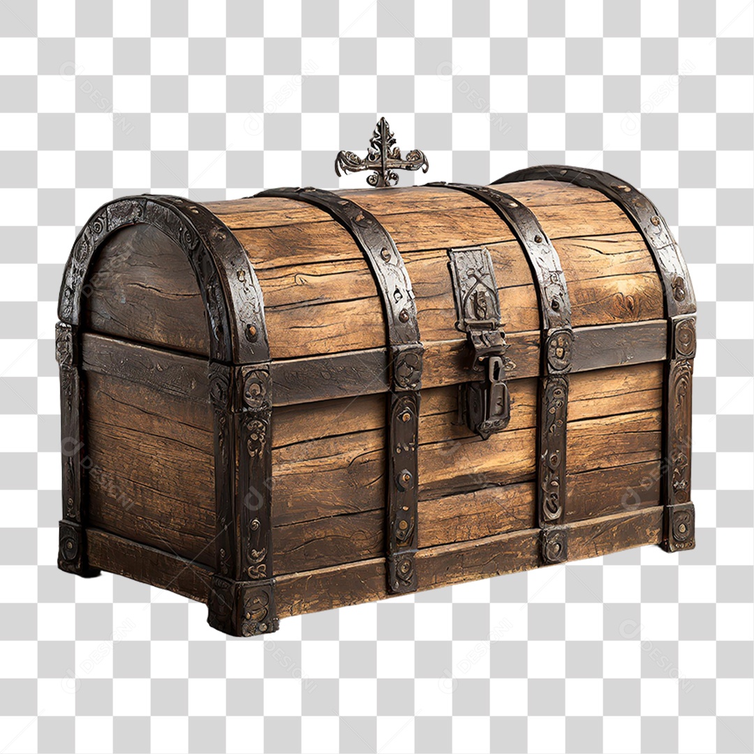 Baú de Madeira Antigo PNG Transparente