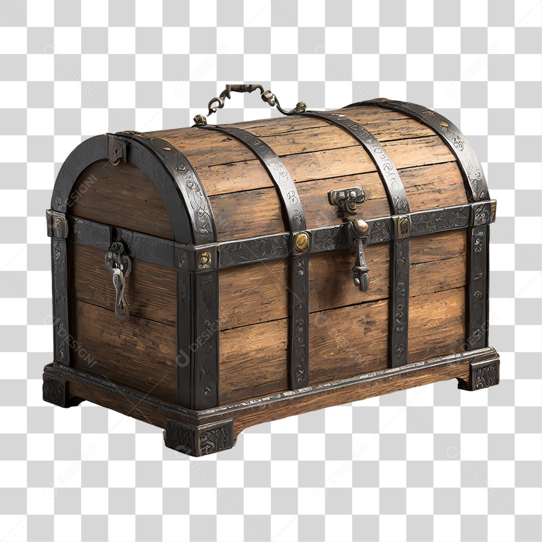 Baú de Madeira Antigo PNG Transparente