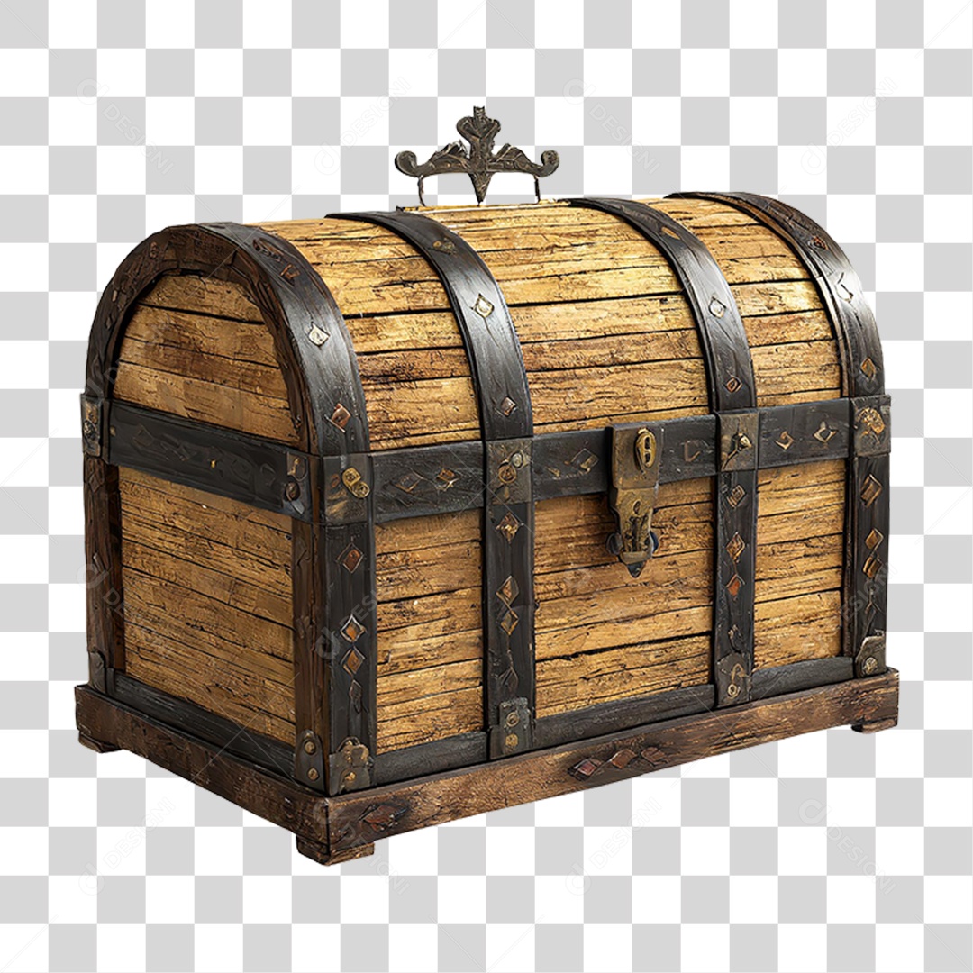 Baú de Madeira Antigo PNG Transparente