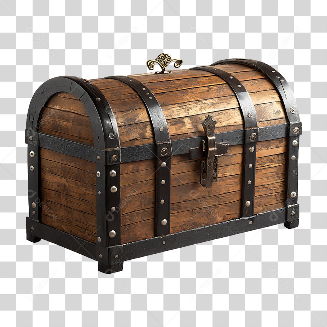 Baú de Madeira Antigo PNG Transparente