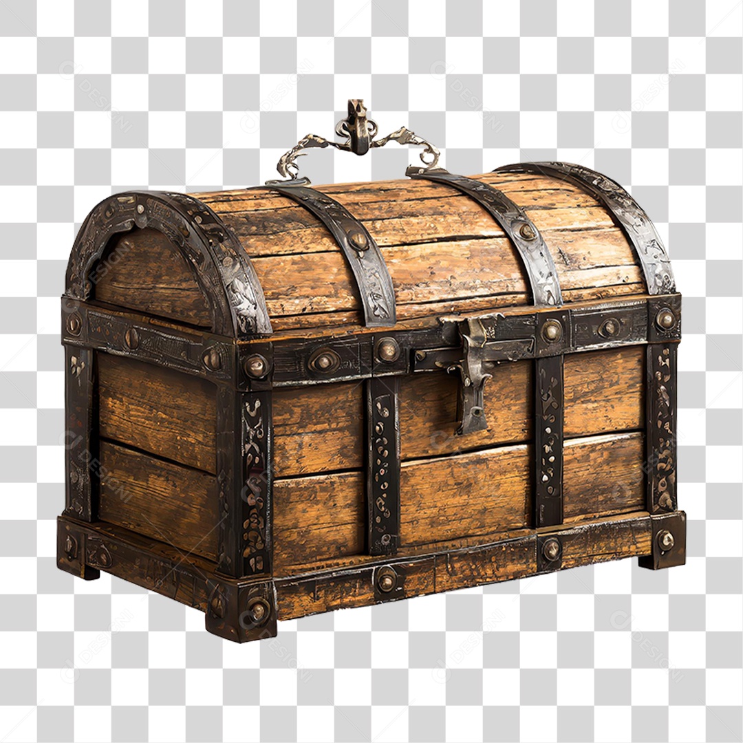 Baú de Madeira Antigo PNG Transparente