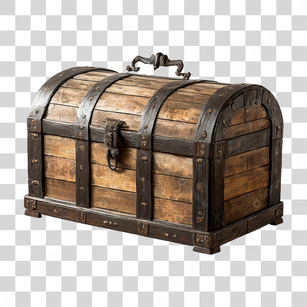 Baú de Madeira Antigo PNG Transparente