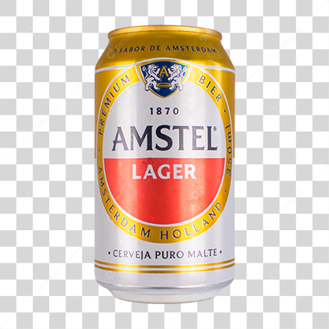 Lata Cerveja Amstel Lager Puro Malte PNG Sem Fundo