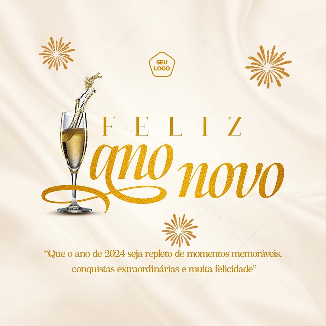 Feliz Ano Novo 2024 Seja Repleto de Momentos Memoráveis Social Media PSD Editável