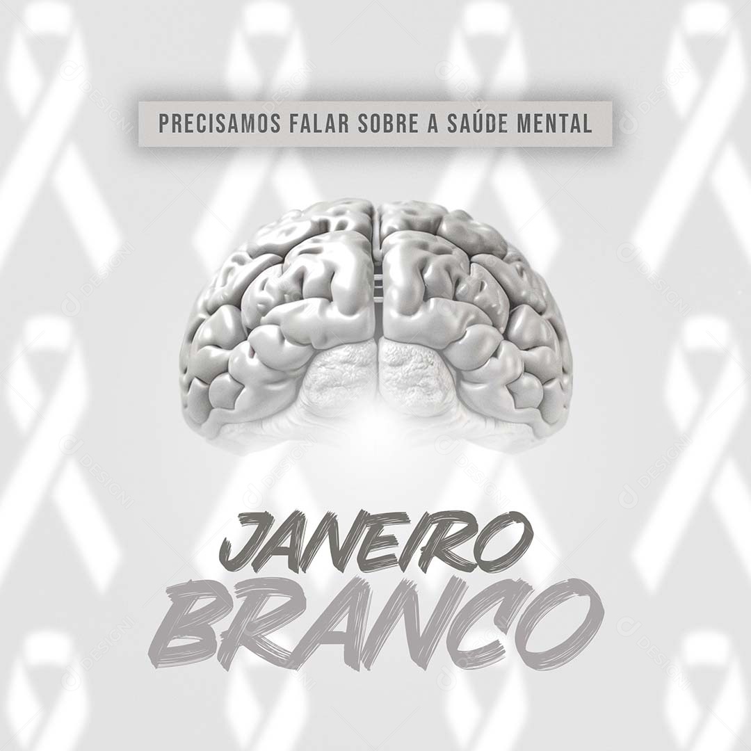 Janeiro Branco Precisamos Falar Sobre a Saúde Mental Social Media PSD Editável