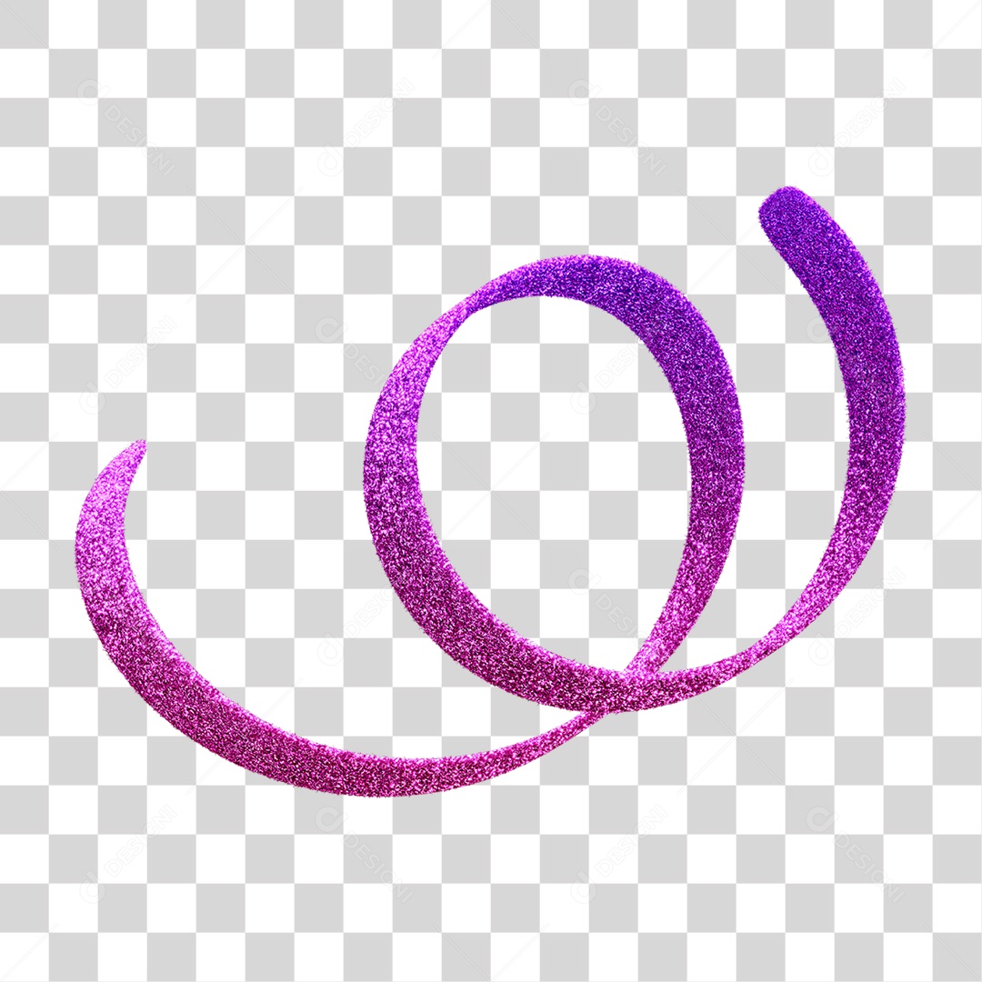 Elemento 3D Serpentina de Carnaval com Glitter PNG Transparente