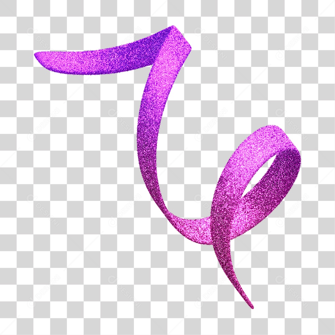 Elemento 3D Serpentina de Carnaval com Glitter PNG Transparente