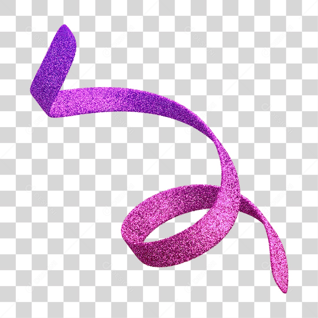 Elemento 3D Serpentina de Carnaval com Glitter PNG Transparente