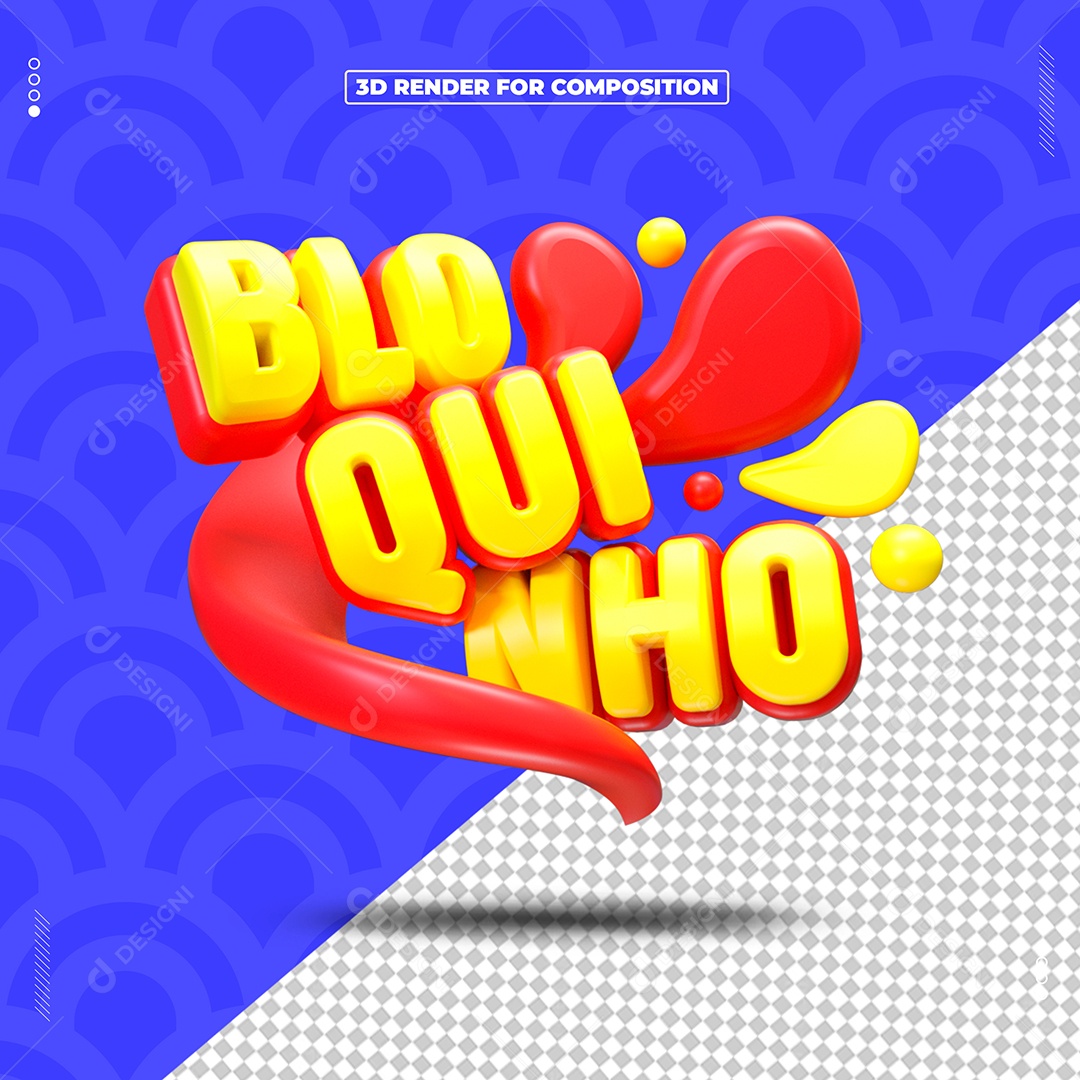 Bloquinho Selo 3D Amarelo e Vermelho para Composição PSD