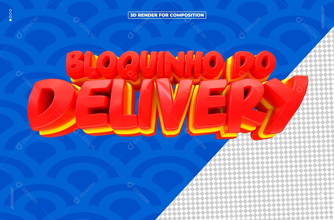 Bloquinho Do Delivery Selo 3D Vermelho e Amarelo para Composição PSD