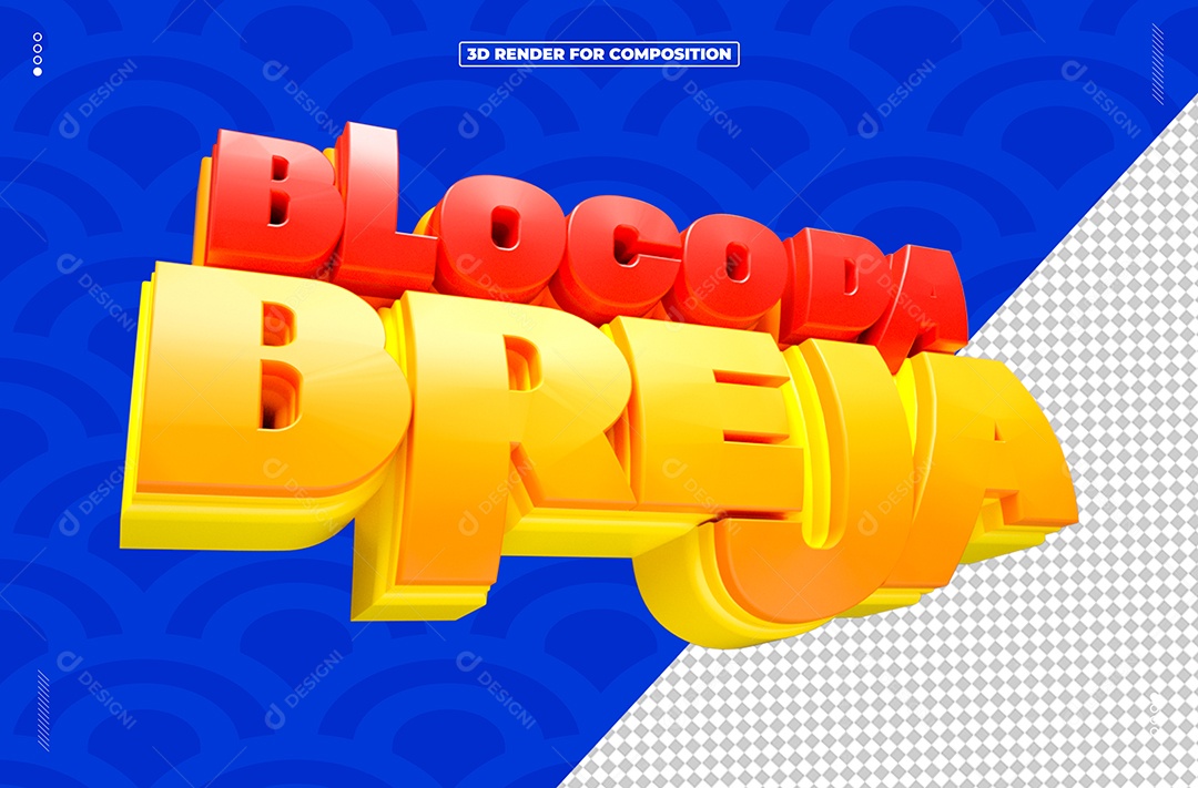 Bloco Da Breja Selo 3D Vermelho e Amarelo para Composição PSD