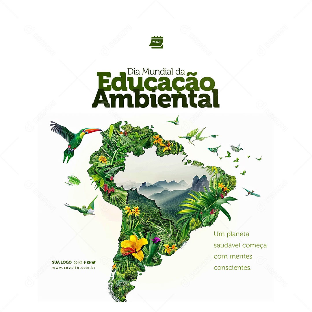 Dia Mundial Da Educação Ambiental Um planeta saudável Social Media PSD Editável