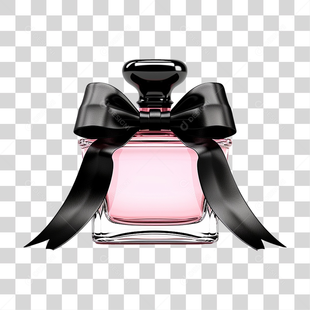 Perfume de Vidro com Laço PNG Transparente