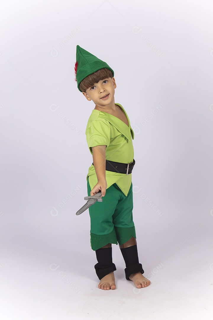 Criança com fantasia do Peter Pan