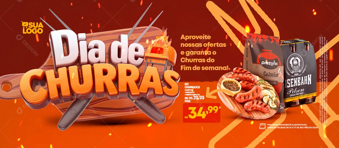 Social Media Banner Dia De Churras Fim De Semana PSD Editável