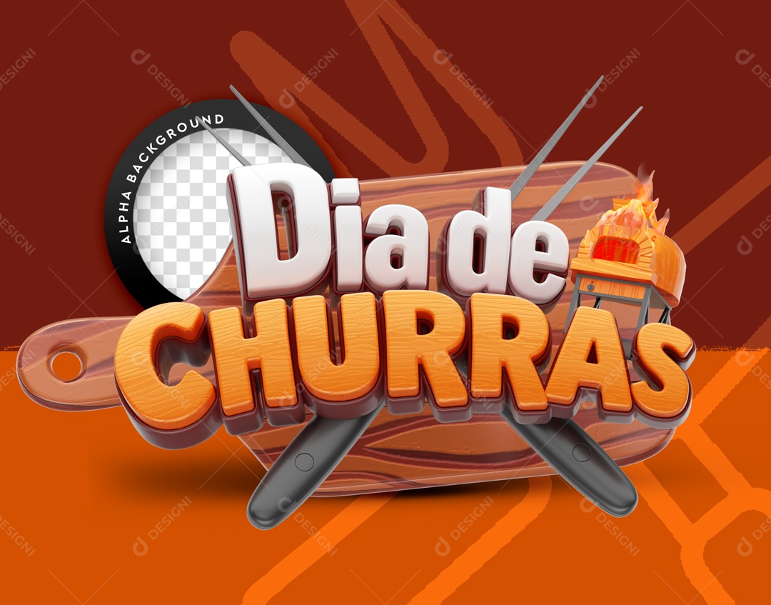 Selo 3D Dia De Churras Para Composição PSD