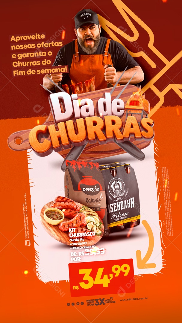 Social Media Story Dia De Churras Ofertas PSD Editável