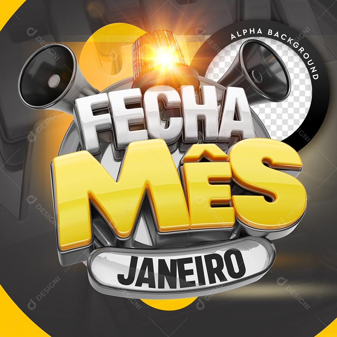 Selo 3D Fecha Mês Janeiro Para Composição PSD
