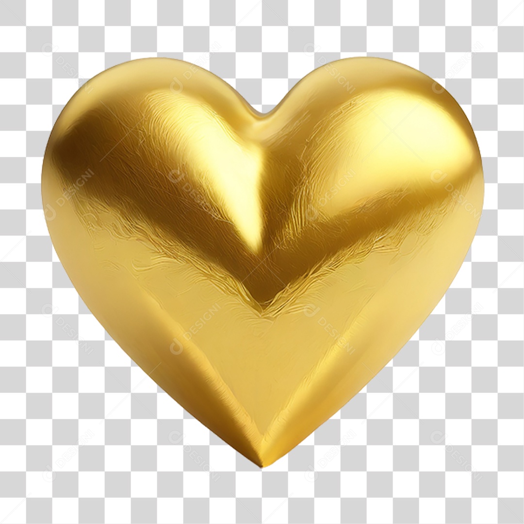 Coração Dourado PNG Transparente