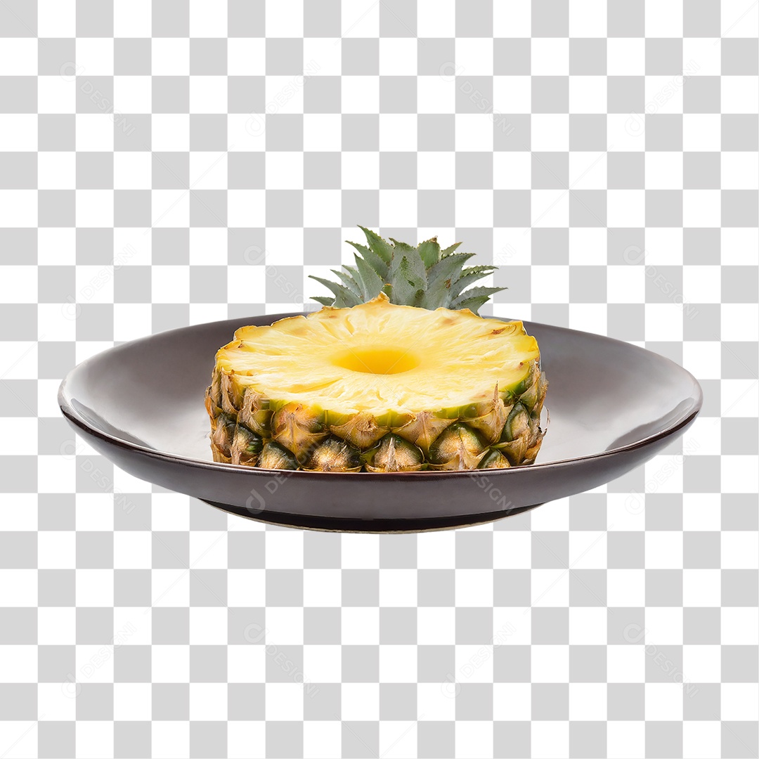 Prato com Fatia de Abacaxi PNG Transparente