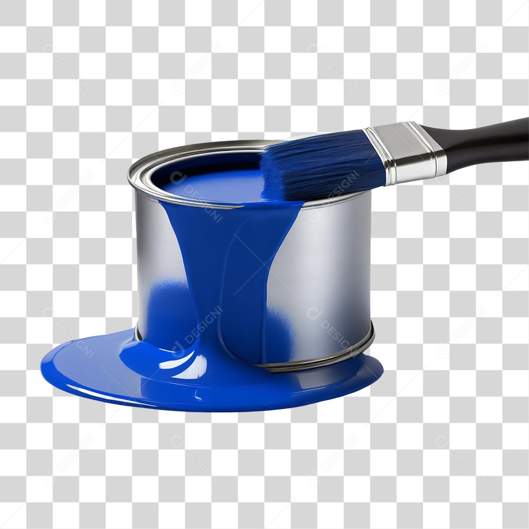 Lata de Tinta Azul PNG Transparente