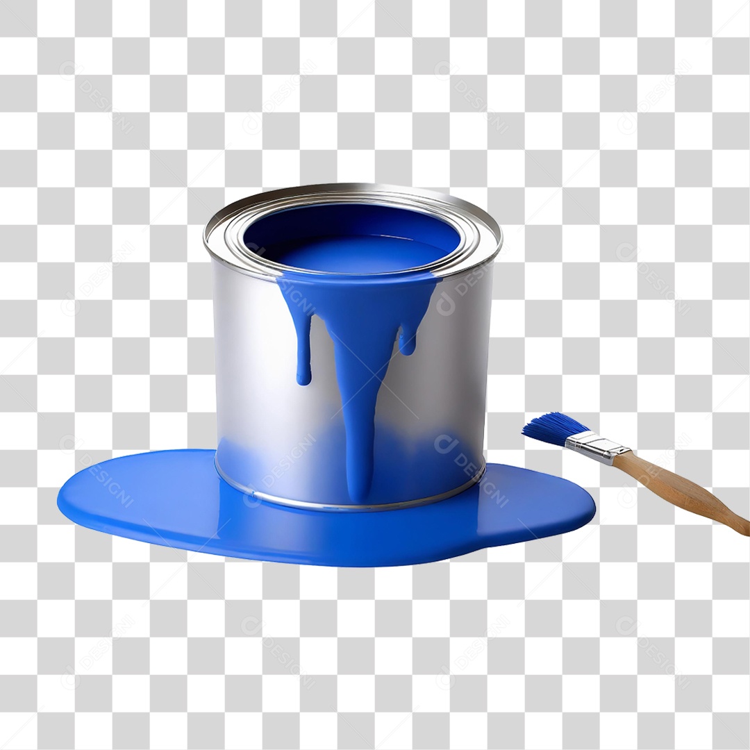 Lata de Tinta Azul PNG Transparente