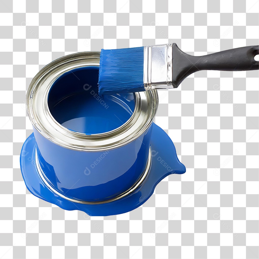 Lata de Tinta Azul PNG Transparente