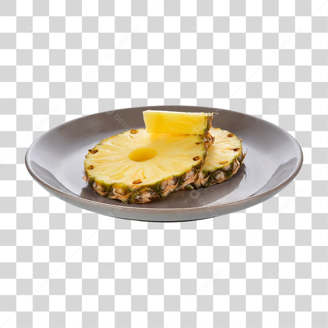 Prato com Fatia de Abacaxi PNG Transparente