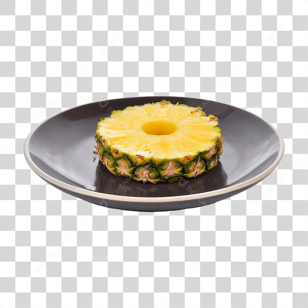Prato com Fatia de Abacaxi PNG Transparente