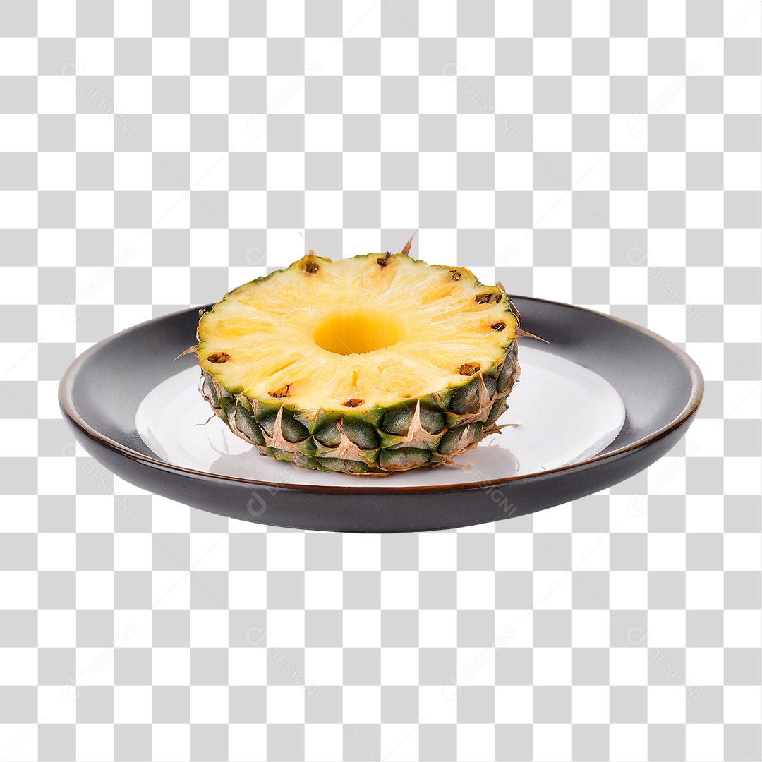 Prato com Fatia de Abacaxi PNG Transparente