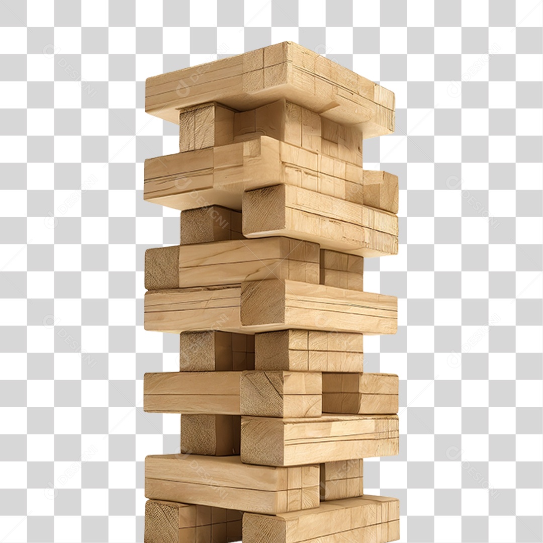 Torre com Blocos de Madeira PNG Transparente