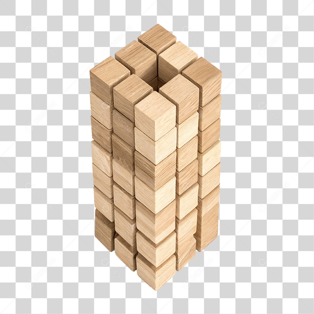 Torre com Blocos de Madeira PNG Transparente