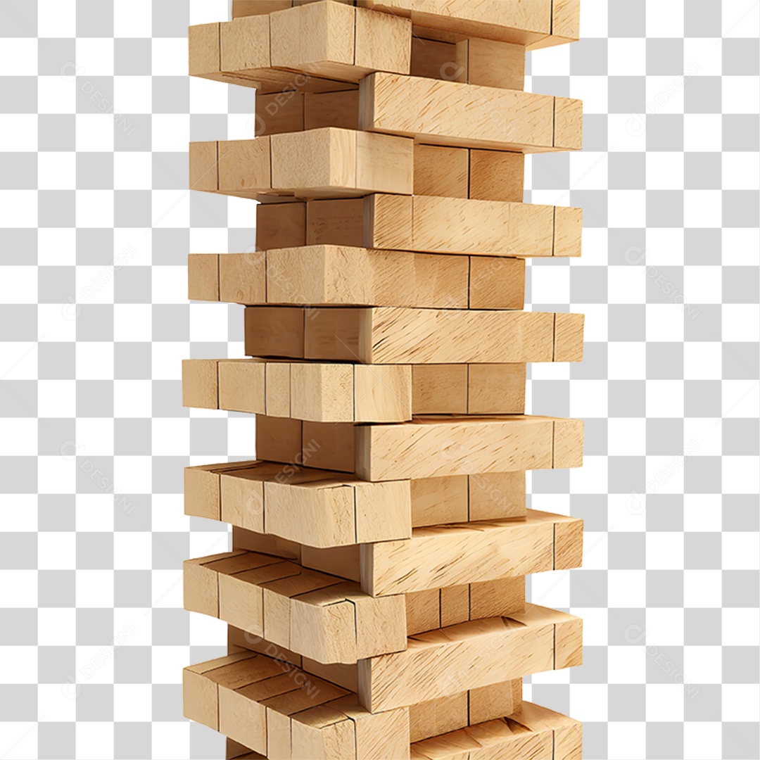 Torre com Blocos de Madeira PNG Transparente
