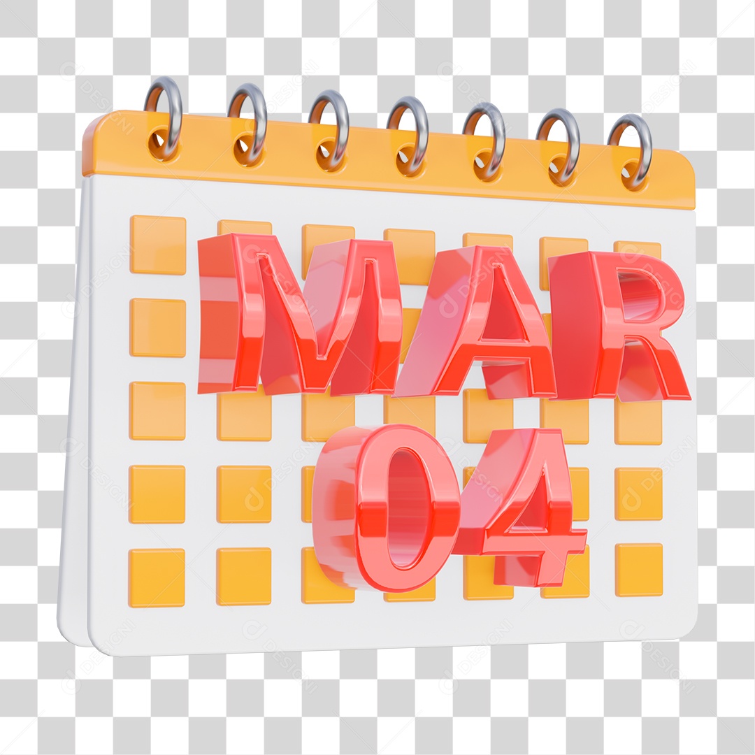 Calendário de Março Para Composição PNG