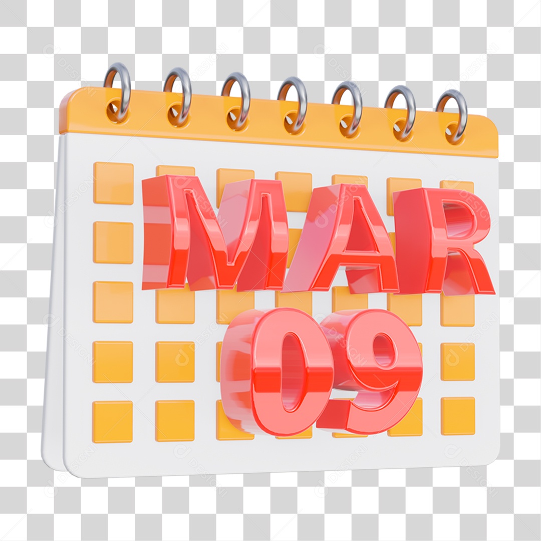 Calendário de Março Para Composição PNG