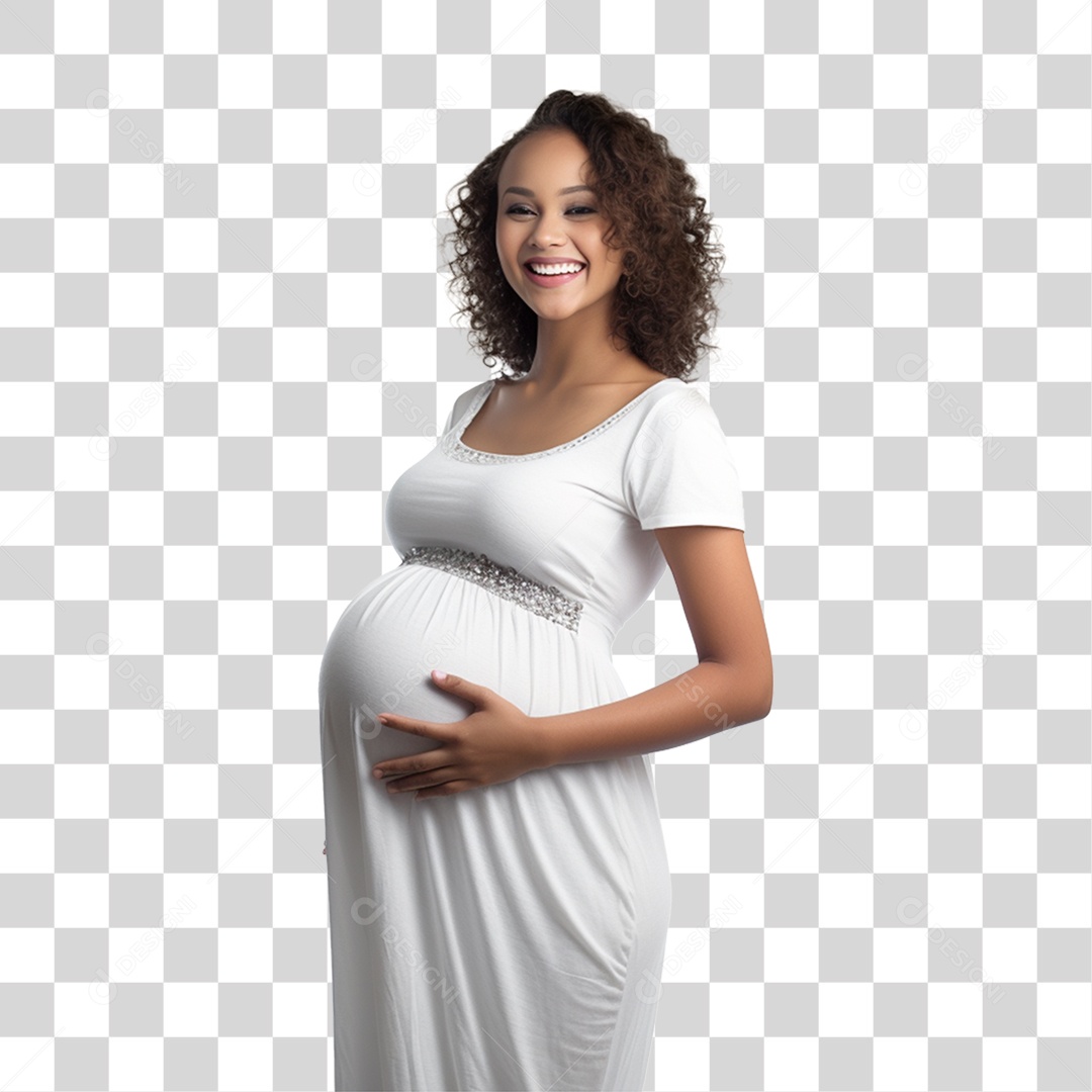 Mulher Gravida Alegre PNG Transparente