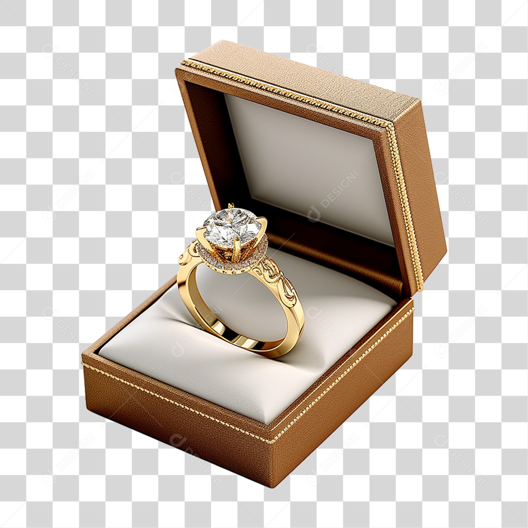 Caixa de Anel com Brilhante PNG Transparente
