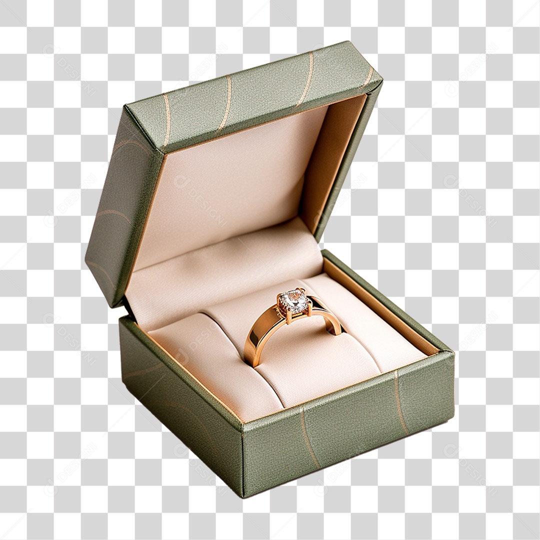 Caixa de Anel com Brilhante PNG Transparente