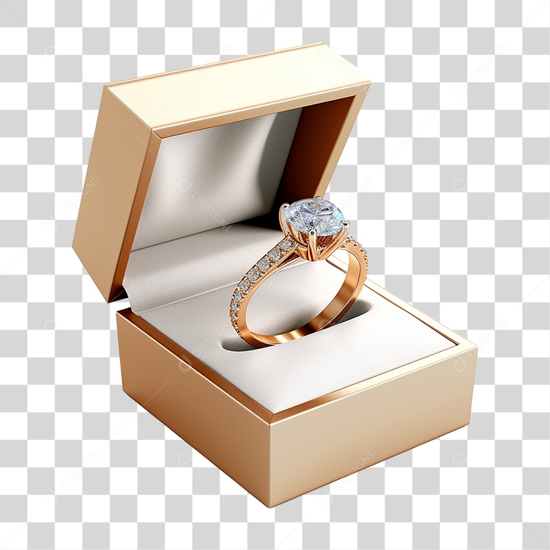 Caixa de Anel com Brilhante PNG Transparente