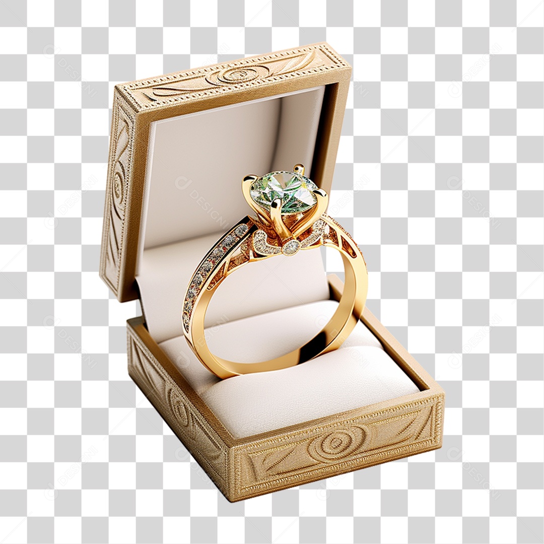 Caixa de Anel com Brilhante PNG Transparente