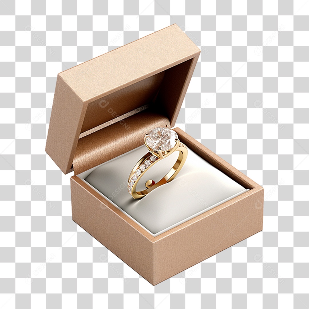 Caixa de Anel com Brilhante PNG Transparente