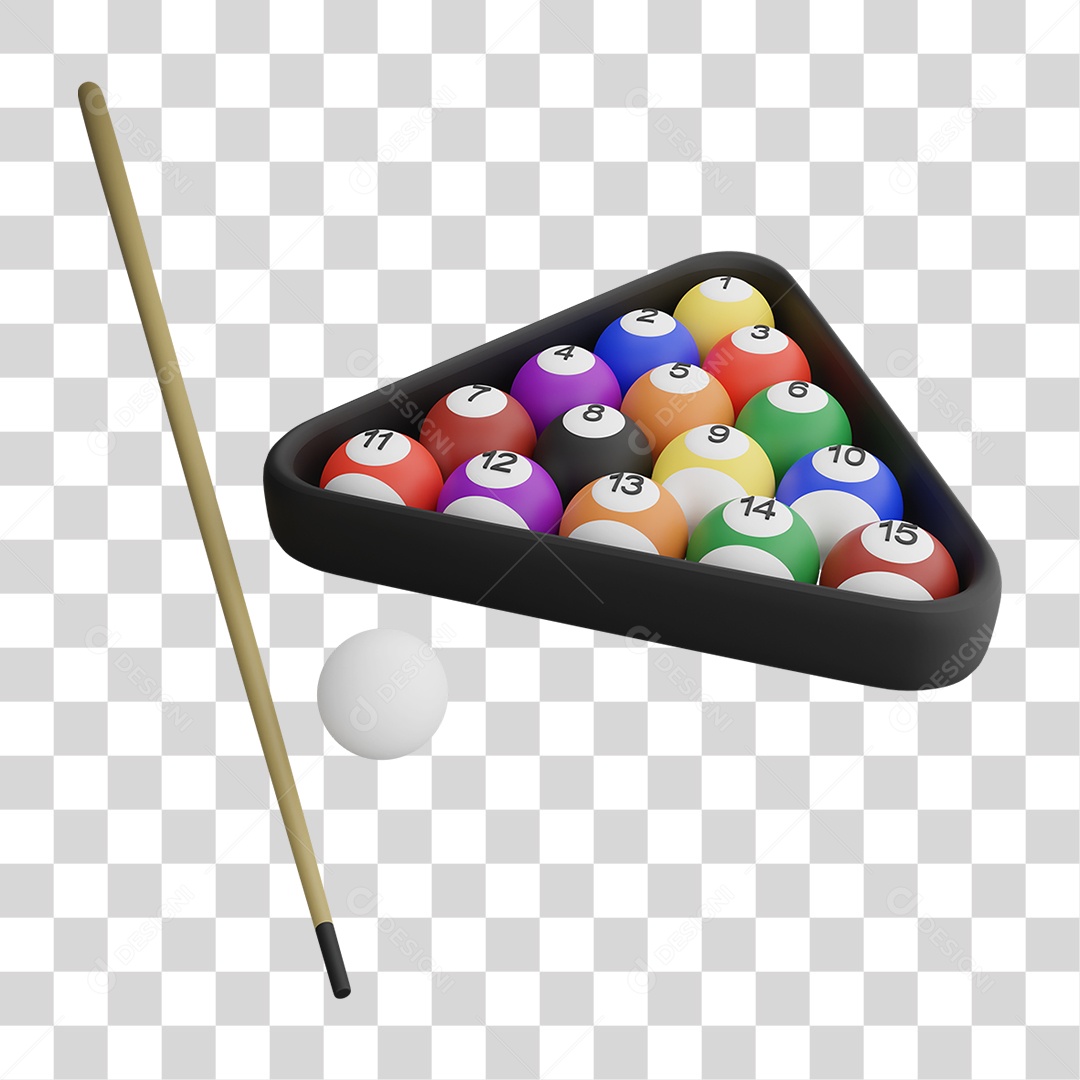 Bolas e Taco de Sinuca PNG Transparente