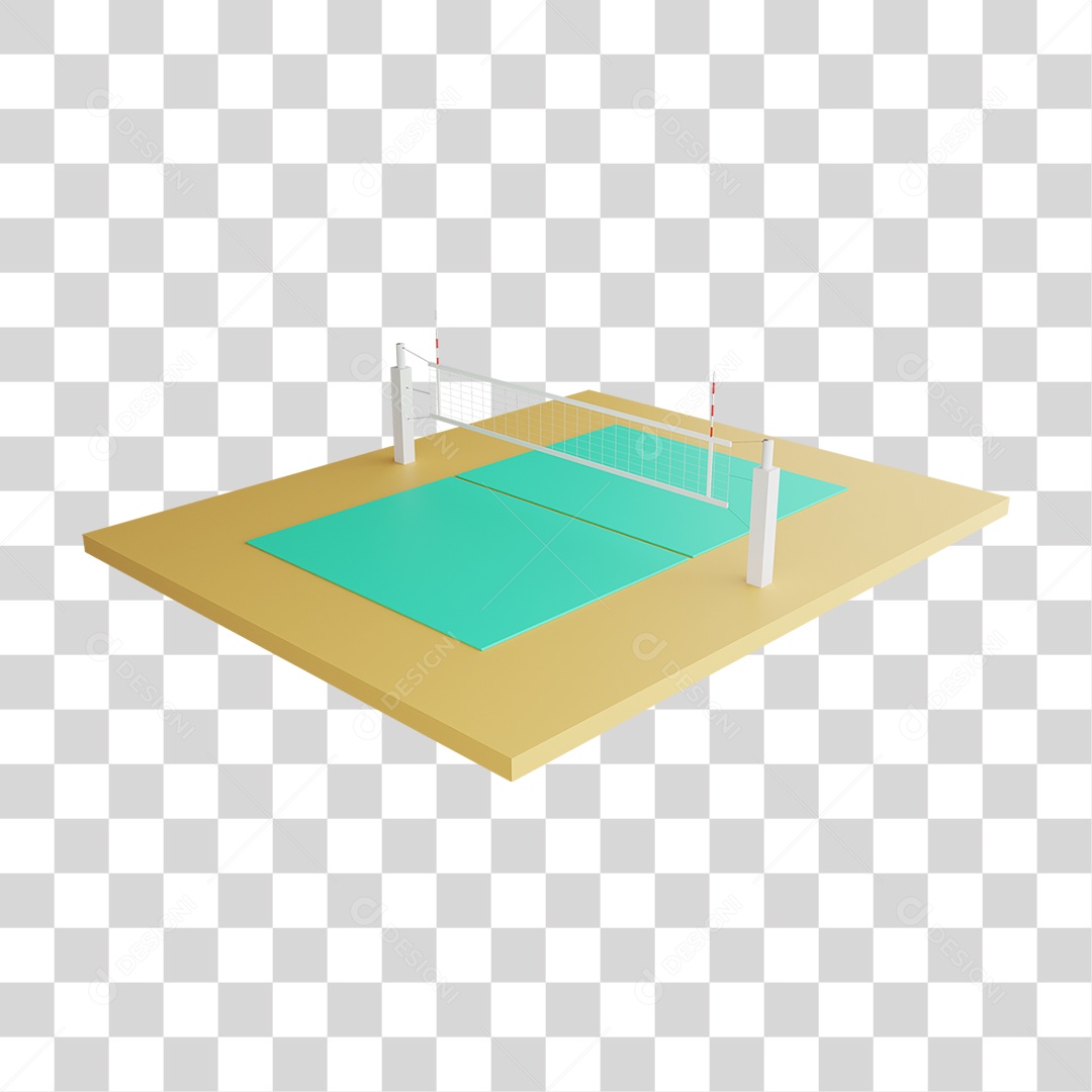 Elemento 3D Quadra de Vôlei PNG Transparente