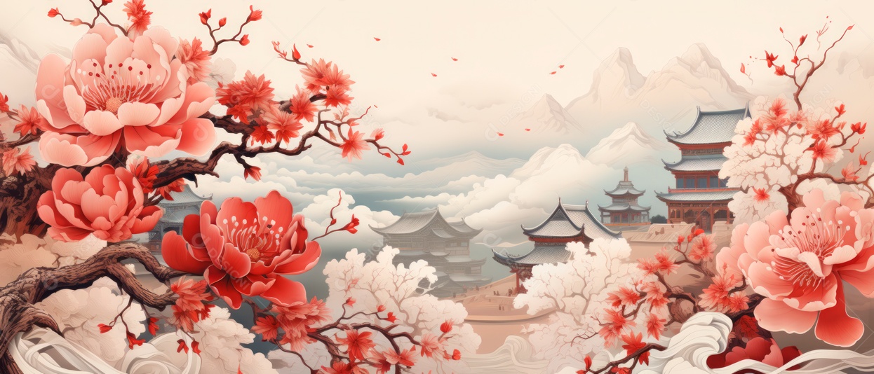 Festival do Ano Novo Chinês, fundo de estilo chinês.