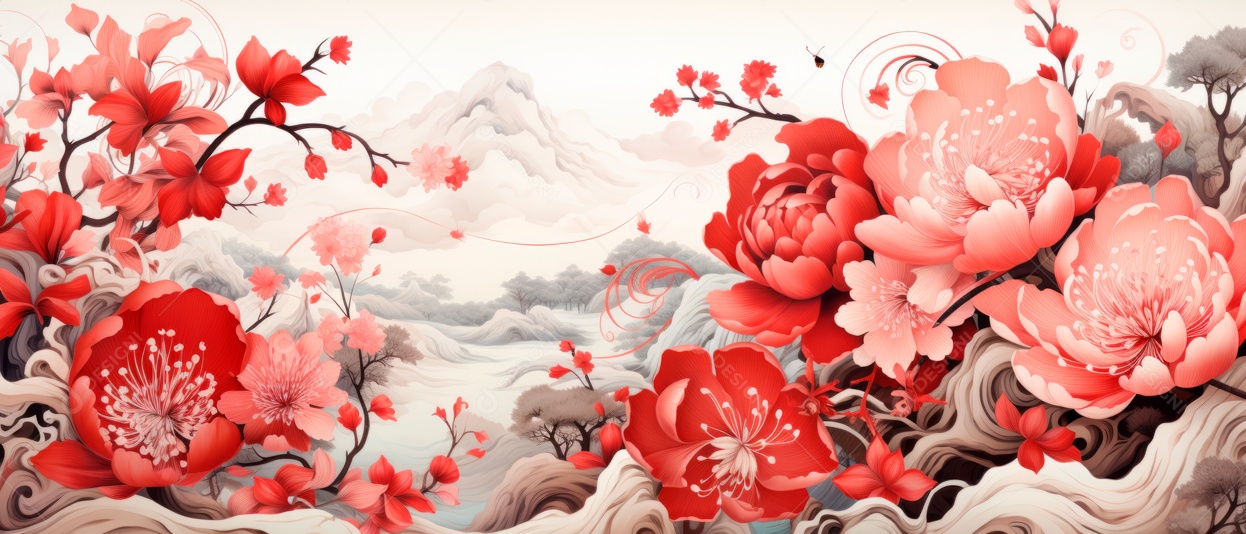 Festival do Ano Novo Chinês, fundo de estilo chinês.