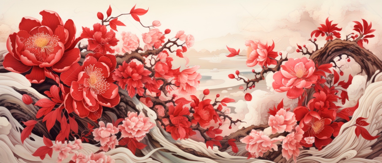 Festival do Ano Novo Chinês, fundo de estilo chinês.