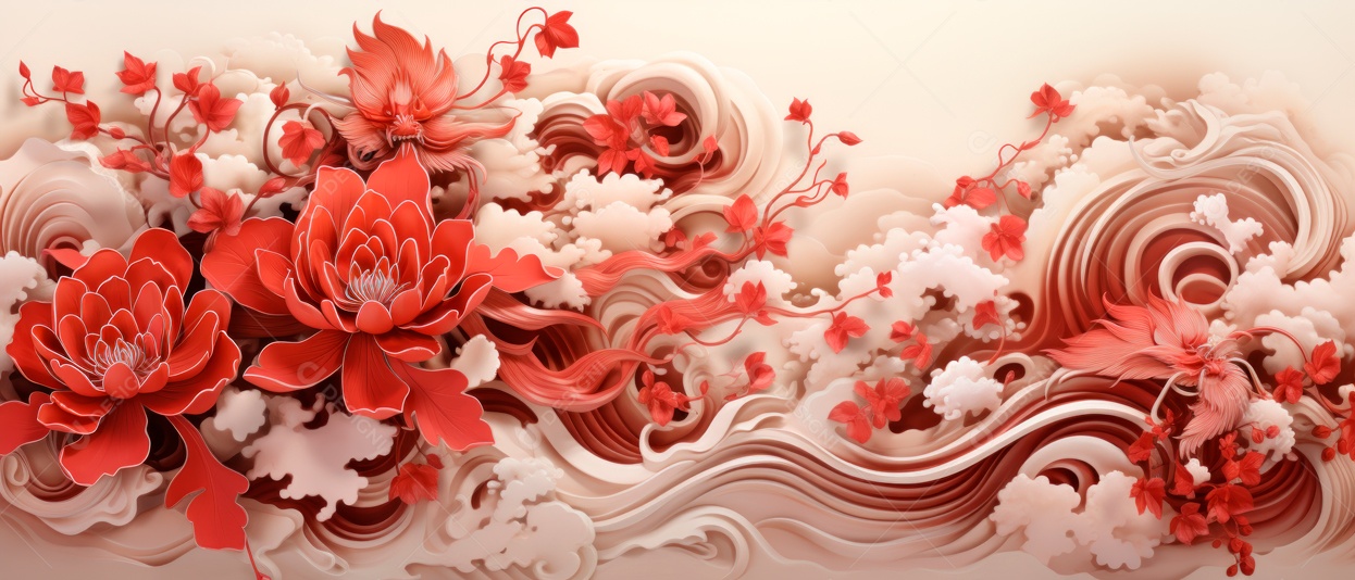 Festival do Ano Novo Chinês, fundo de estilo chinês.