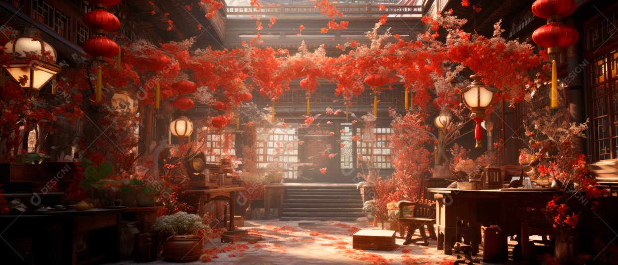 Festival do Ano Novo Chinês, fundo de estilo chinês.